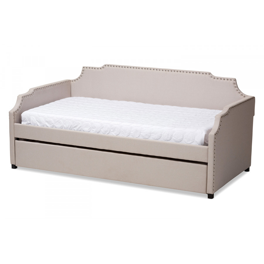 Baxton - Ally Modern Sofa Daybed with Roll Out Trundle Guest Bed