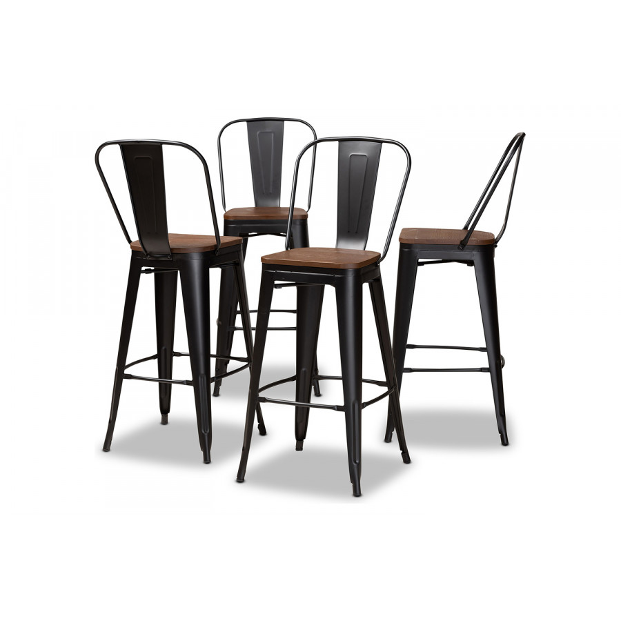 Baxton - Rosetta Modern 4-Piece Bar Stool Set