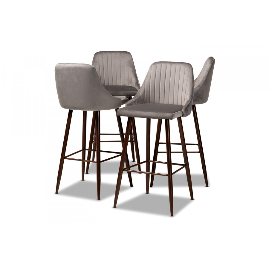 Baxton - Walter Mid-Century Contemporary 4-Piece Bar Stool Set