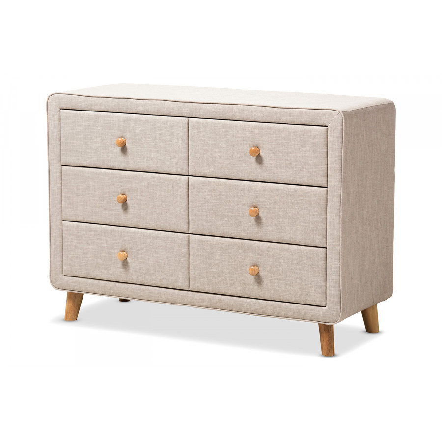 Baxton - Jonesy Mid-Century 6-Drawer Dresser