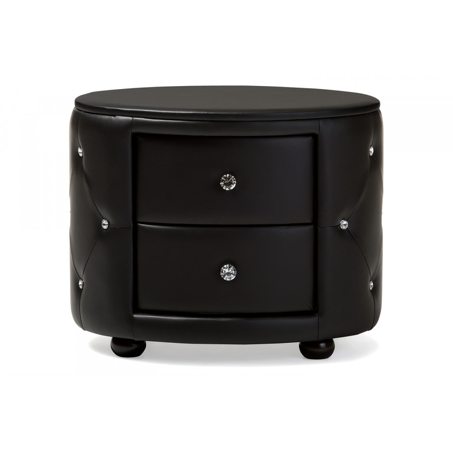 Baxton - Davina Hollywood Glamour Style Oval 2-Drawer Nightstand