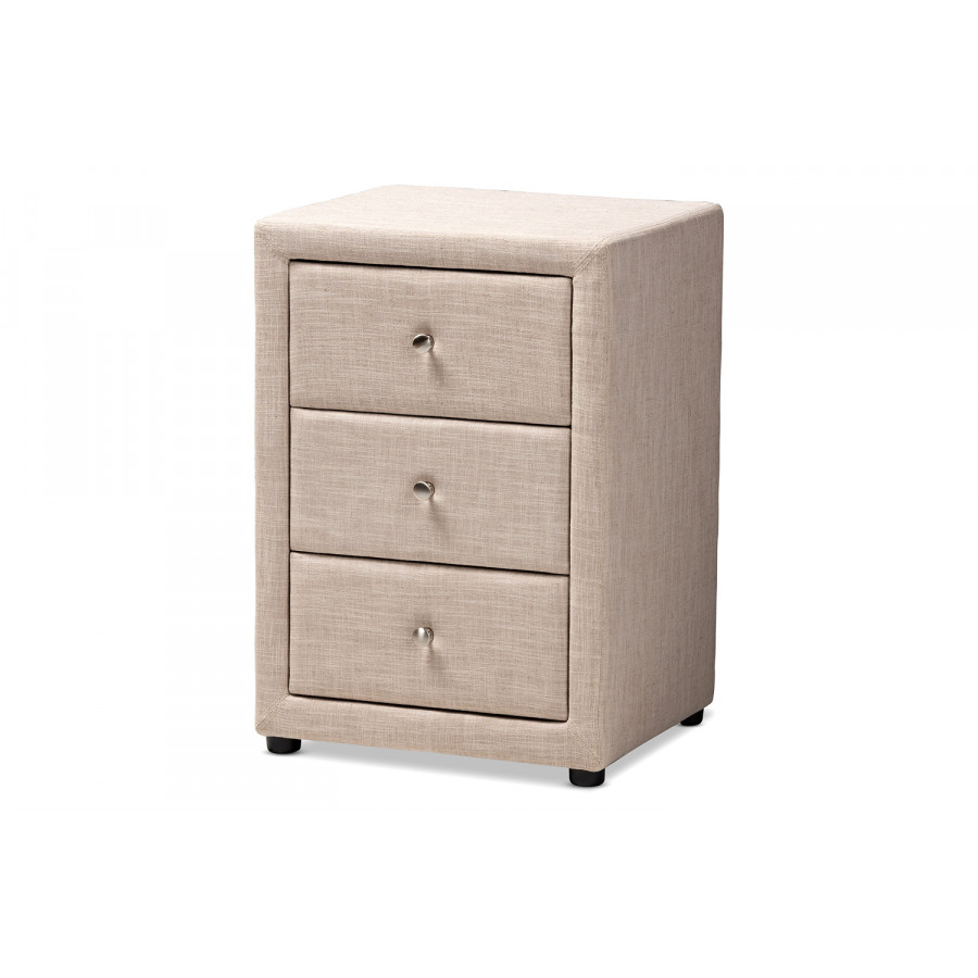 Baxton - Tessa Modern 3-Drawer Nightstand