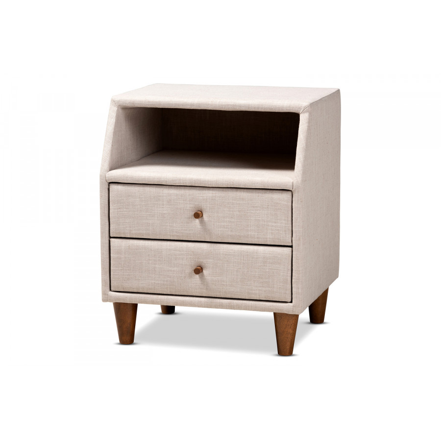 Baxton - Claverie Mid-Century Modern 2-Drawer Nightstand