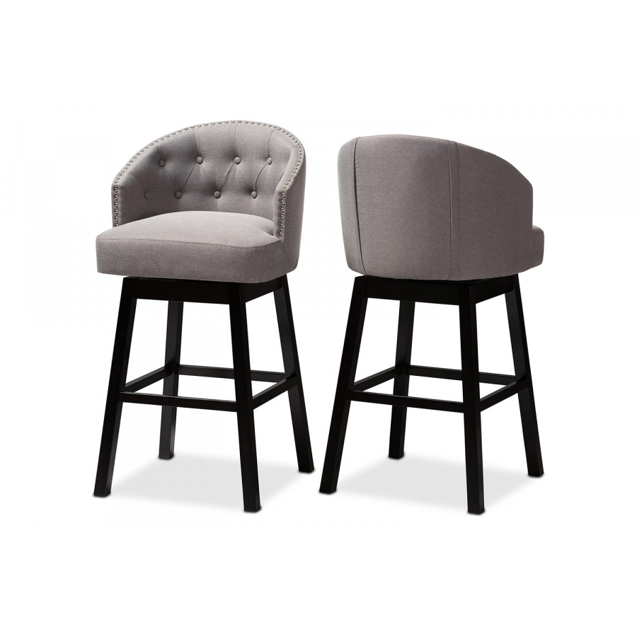 Baxton - Theron 2-Piece Swivel Bar Stool Set