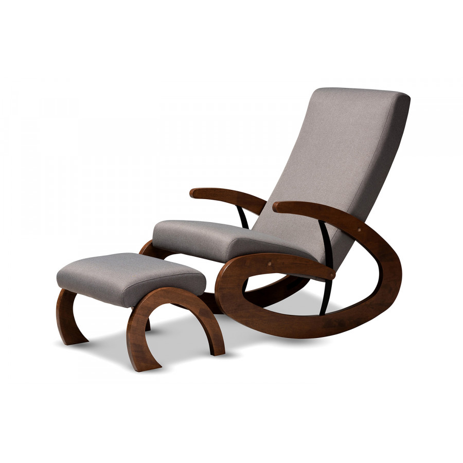 Baxton - Kaira Modern 2-Piece Rocking Chair and Ottoman Set
