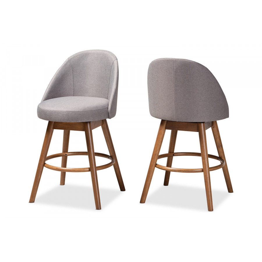 Baxton - Carra Mid-Century Modern 2-Piece Swivel Counter Stool Set