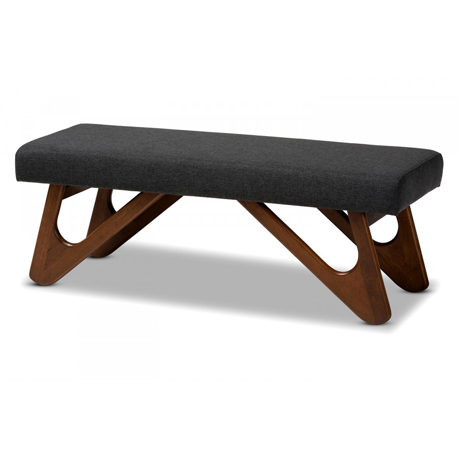 Baxton - Rika Mid-Century Modern Boomerang Bench