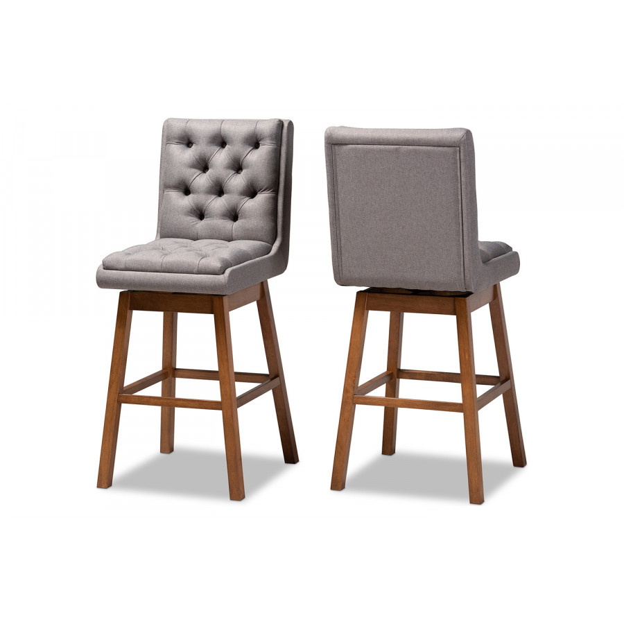 Baxton - Gregory Modern 2-Piece Swivel Bar Stool Set