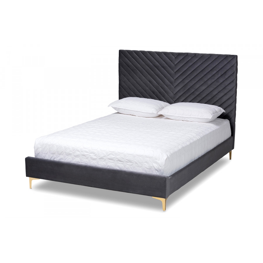 Baxton - Fabrico Contemporary Glam Platform Bed Full Size