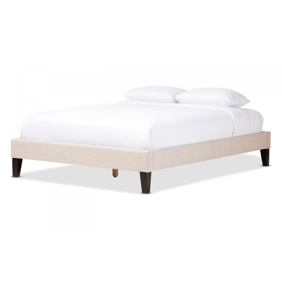 Baxton - Lancashire Modern Beige Bed Frame With Tapered Legs Full Size