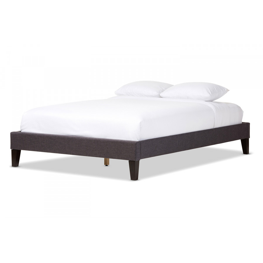 Baxton - Lancashire Modern Dark Gray Bed Frame With Tapered Legs Full Size