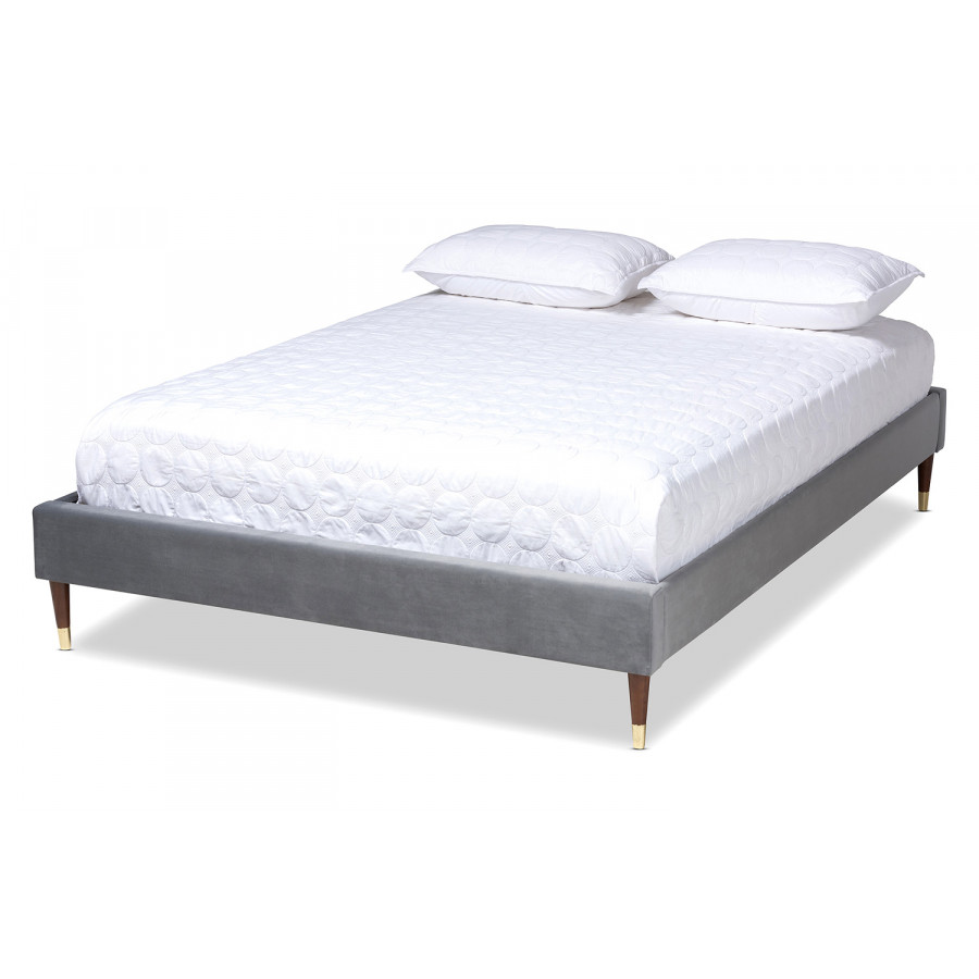 Baxton - Volden Glam Platform Bed Frame with Gold-Tone Leg Tips