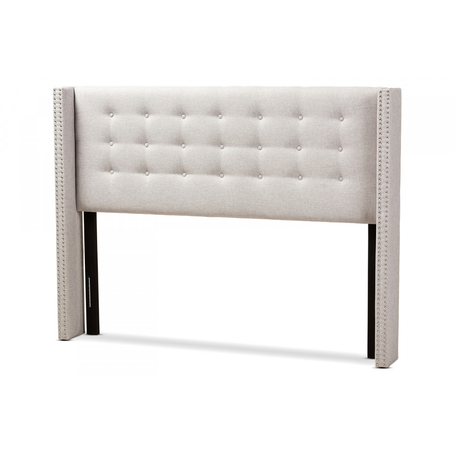 Baxton - Ginaro Modern Greyish Beige Winged Headboard King Size