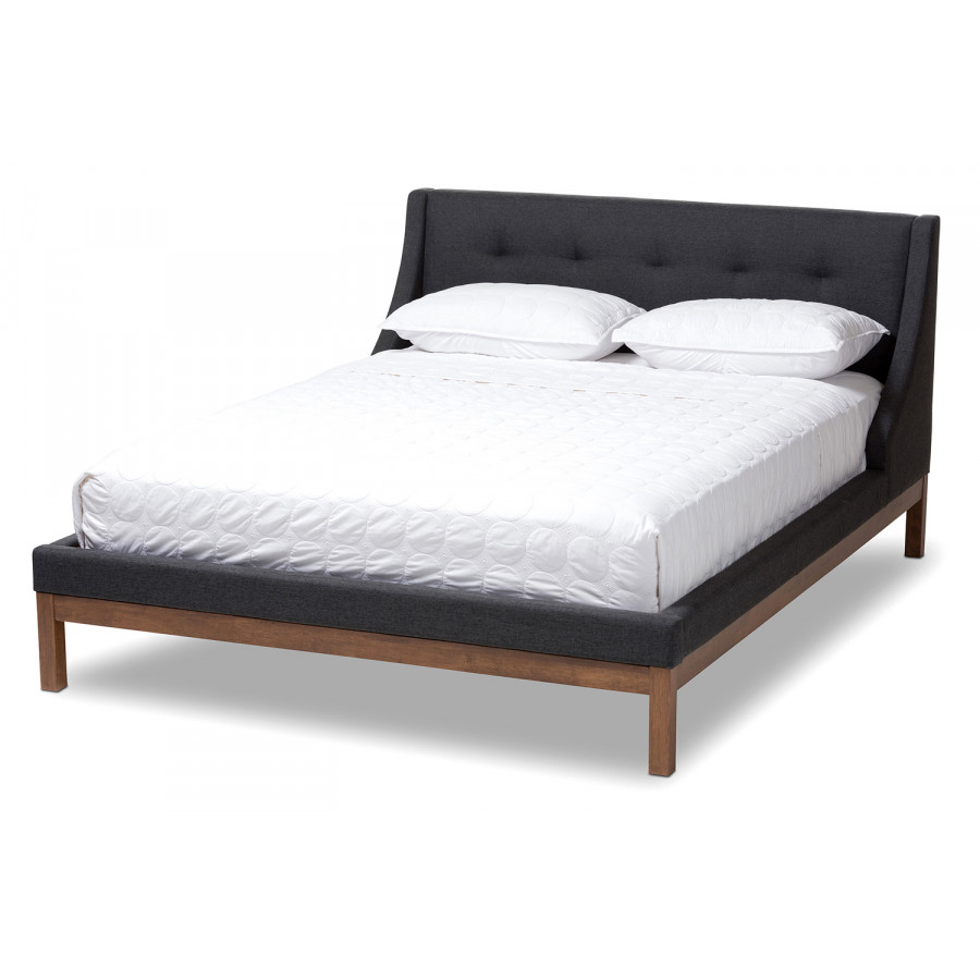 Baxton - Louvain Modern Dark Gray Platform Bed Full Size