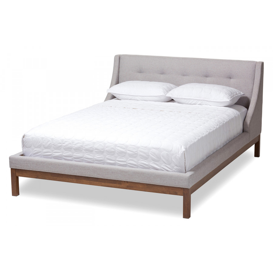 Baxton - Louvain Modern Grayish Beige Platform Bed Full Size