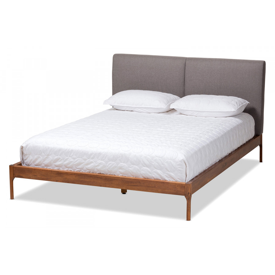 Baxton - Aveneil Mid Century Modern Platform Gray Bed Full Size