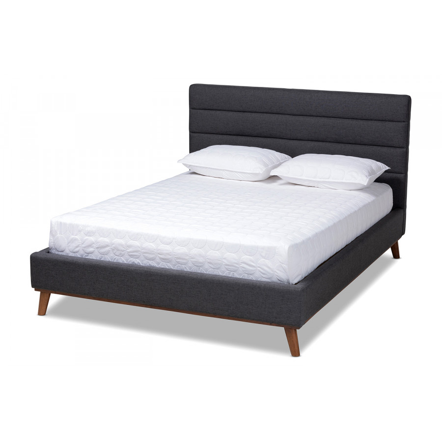 Baxton - Erlend Mid Century Light Pink Modern Platform Bed King Size