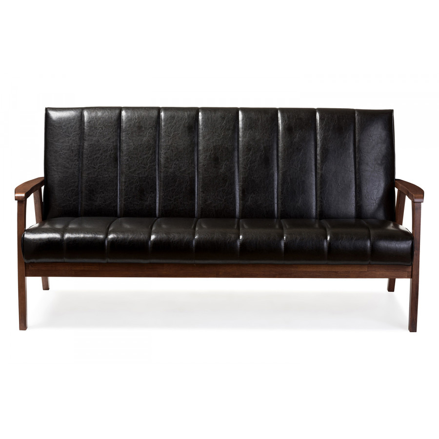 Baxton - Nikko Mid-century Modern 3-Seater Sofa