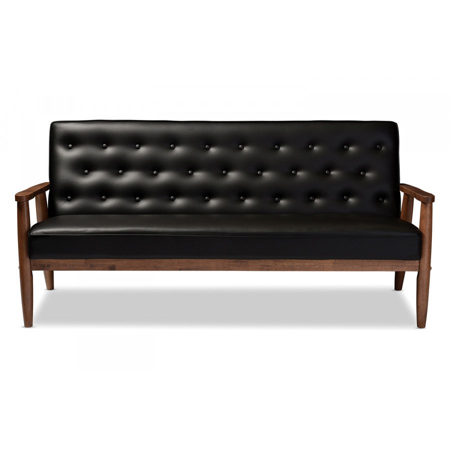 Baxton - Sorrento Mid-Century Retro Modern 3-seater Sofa