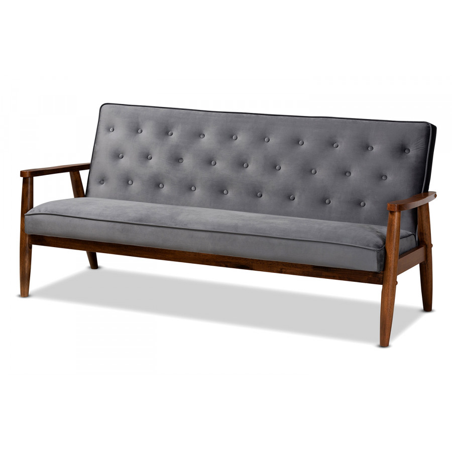 Baxton - Sorrento Mid-Century Modern 3-seater Sofa