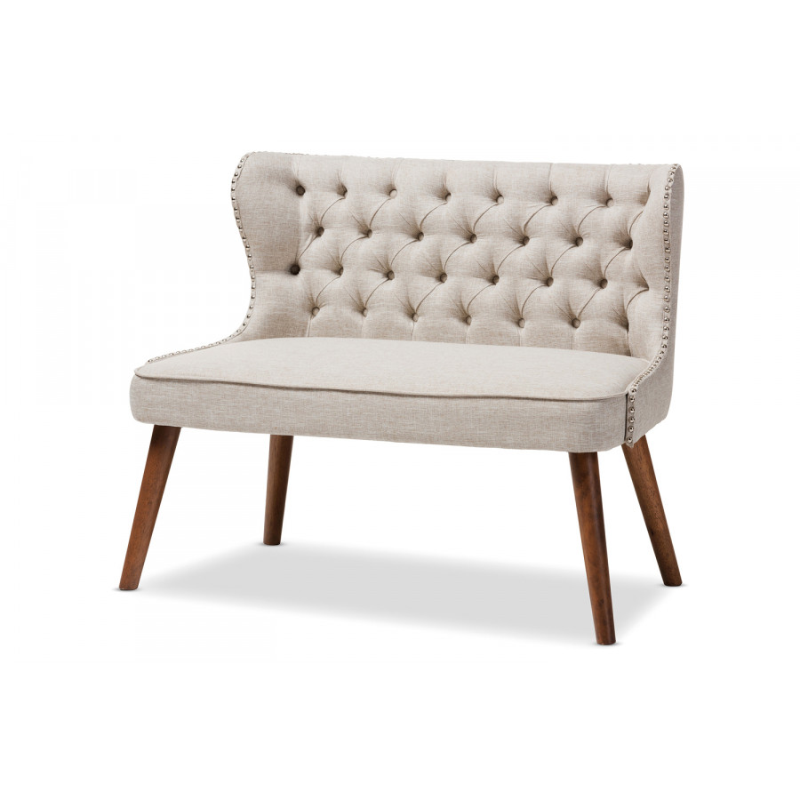 Baxton - Scarlett Mid-Century Modern Brown 2-Seater Loveseat Settee