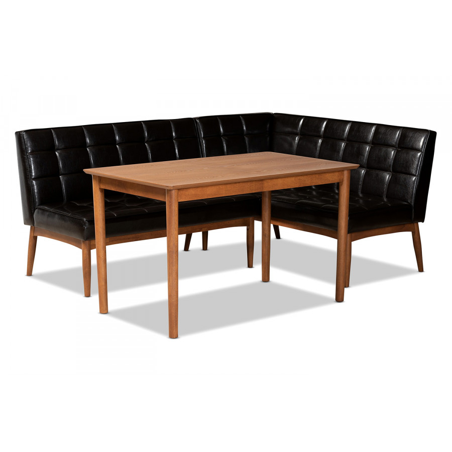 Baxton - Sanford Mid-Century Modern 3-Piece Dining Nook Set
