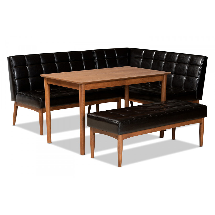 Baxton - Sanford Mid-Century Modern 4-Piece Dining Nook Set