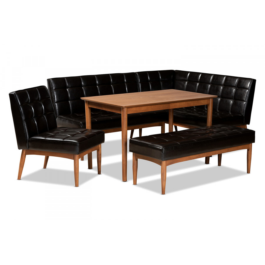 Baxton - Sanford Mid-Century Modern 5-Piece Dining Nook Set