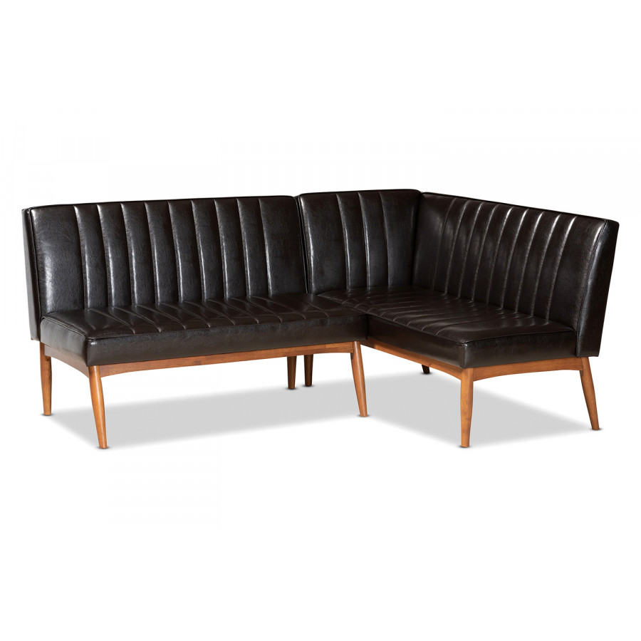 Baxton - Daymond Mid-Century Modern 2-Piece Dining Nook Banquette Set