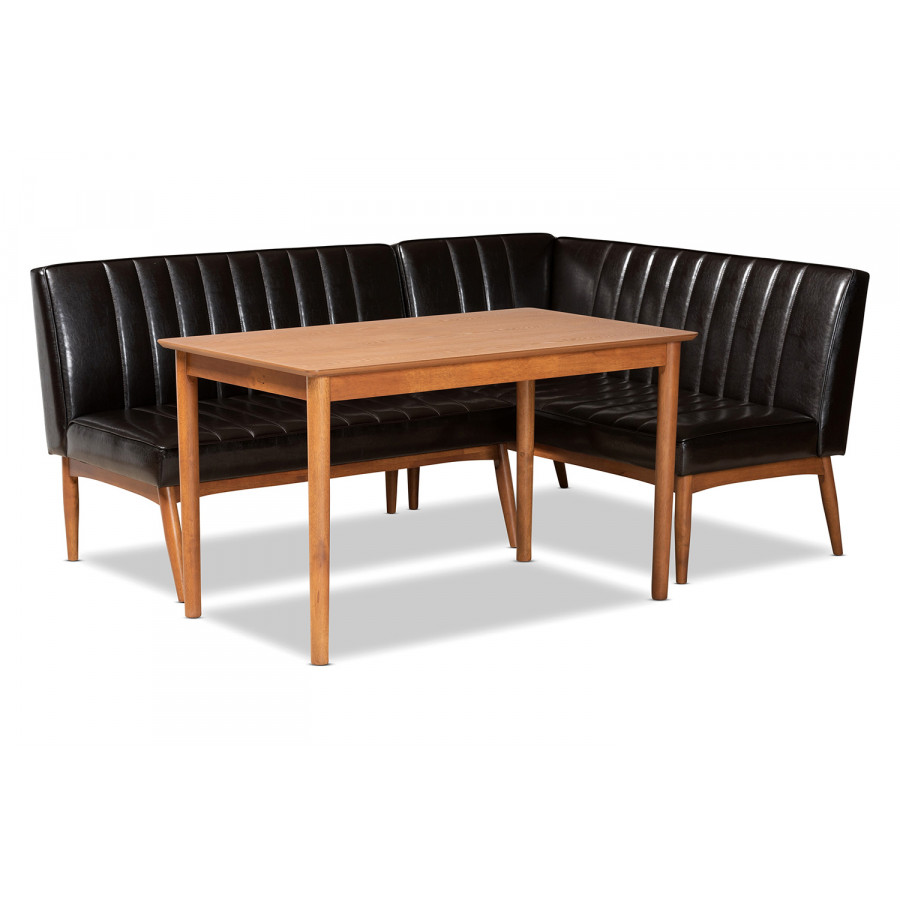 Baxton - Daymond Mid-Century Modern 3-Piece Dining Nook Set
