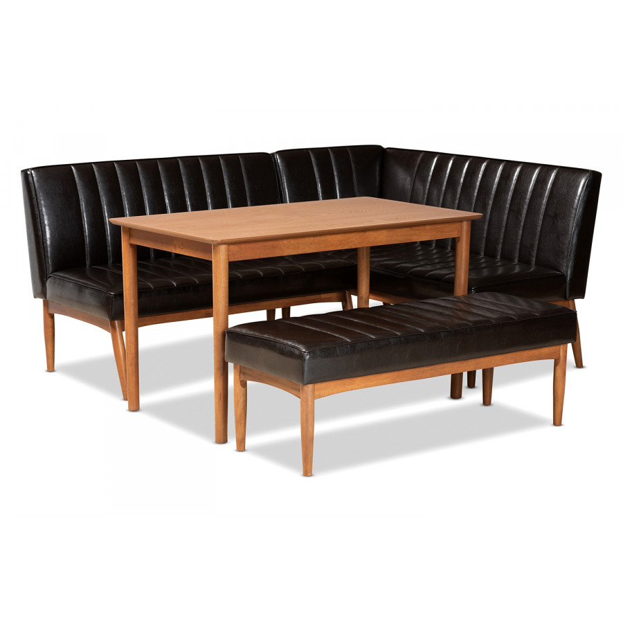Baxton - Daymond Mid-Century Modern 4-Piece Dining Nook Set