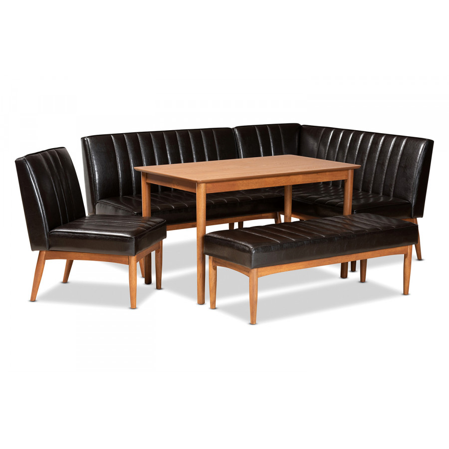 Baxton - Daymond Mid-Century Modern 5-Piece Dining Nook Set