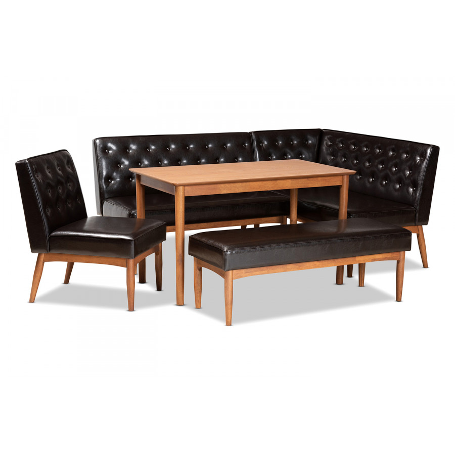 Baxton - Riordan Mid-Century Modern 5-Piece Dining Nook Set