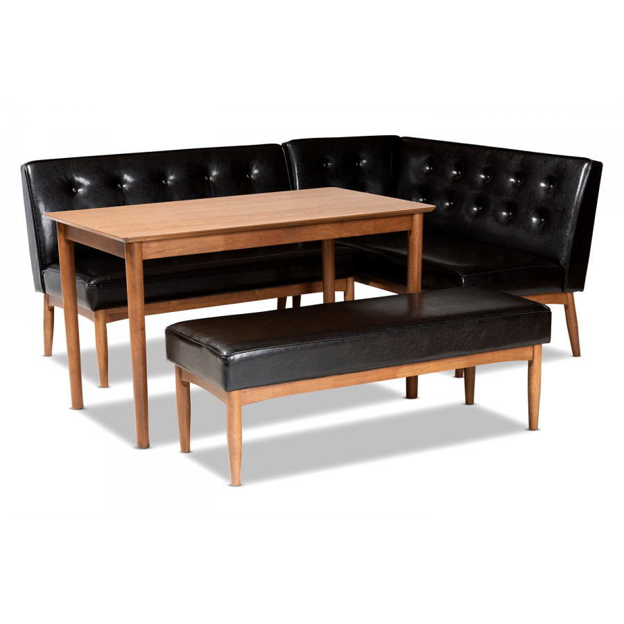 Baxton - Arvid Mid-Century Modern 4-Piece Dining Nook Set