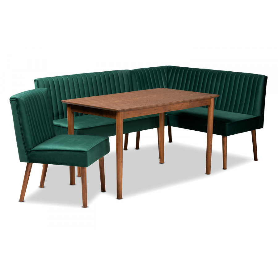 Baxton - Alvis Mid-Century Modern 4-Piece Dining Nook Set