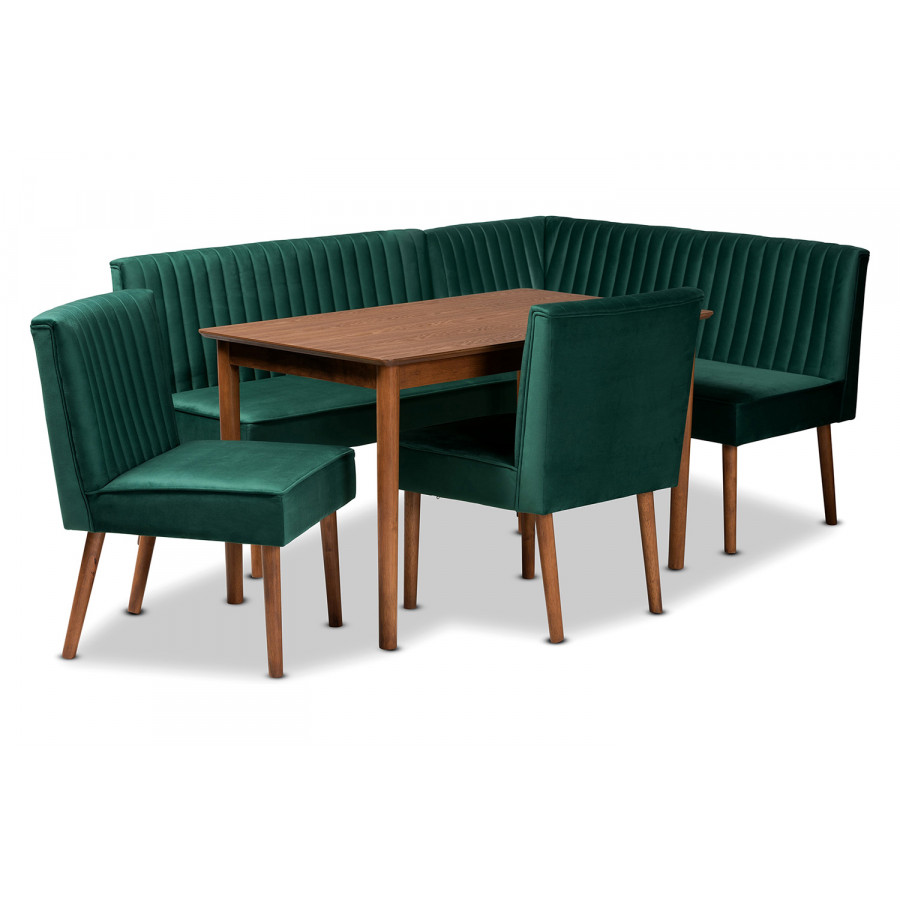Baxton - Alvis Mid-Century Modern 5-Piece Dining Nook Set