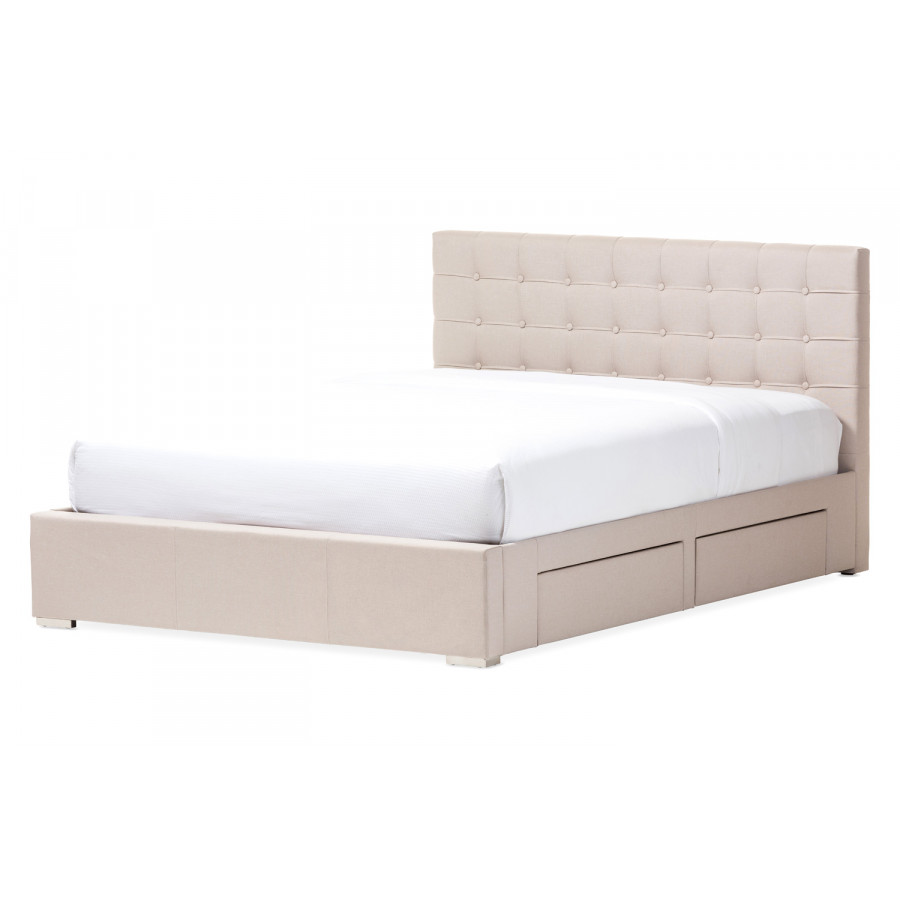 Baxton - Rene Modern Queen Size 4-drawer Storage Platform Bed