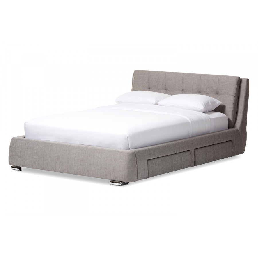 Baxton - Camile Modern 4-Drawer Storage Platform Bed