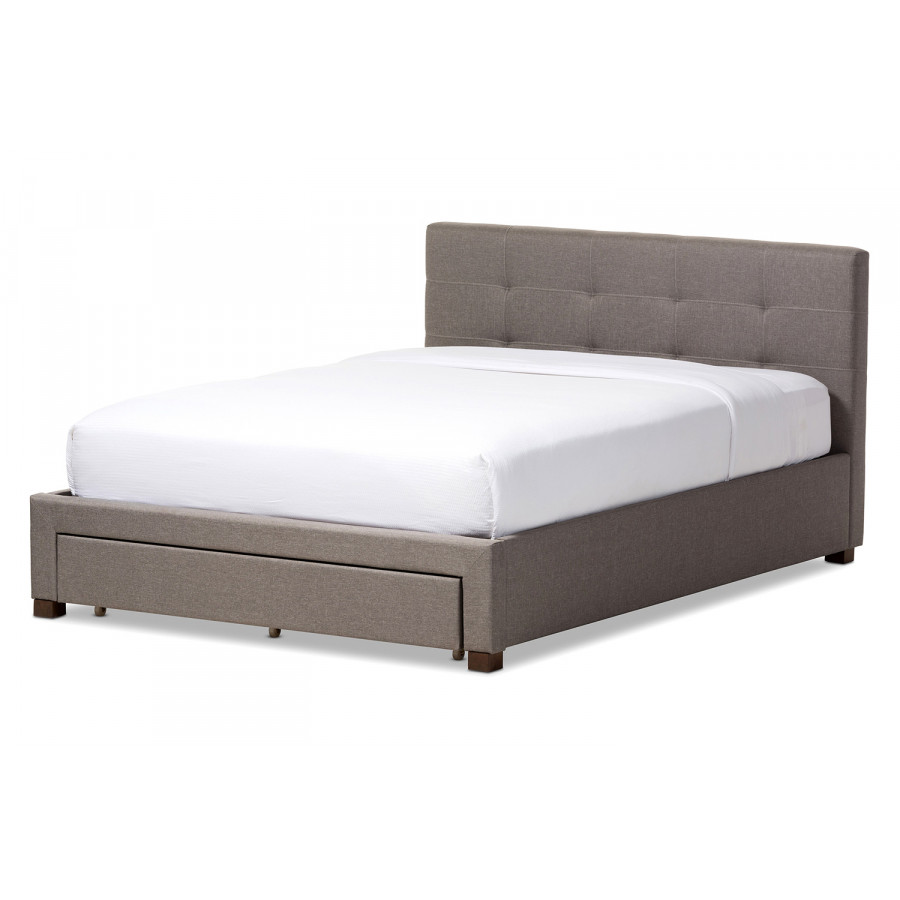 Baxton - Brandy Modern Platform Bed with Storage Drawer