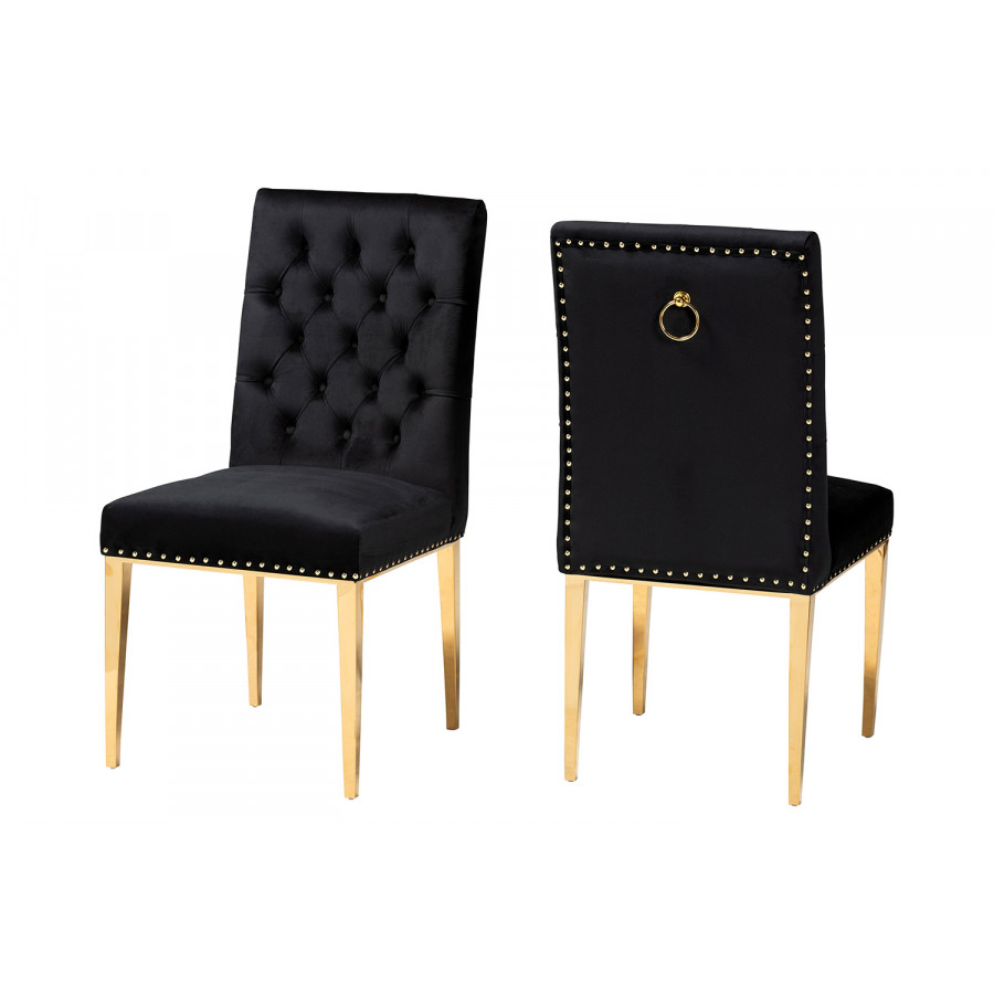 Baxton - Caspera Contemporary Glam 2-Piece Dining Chair Set