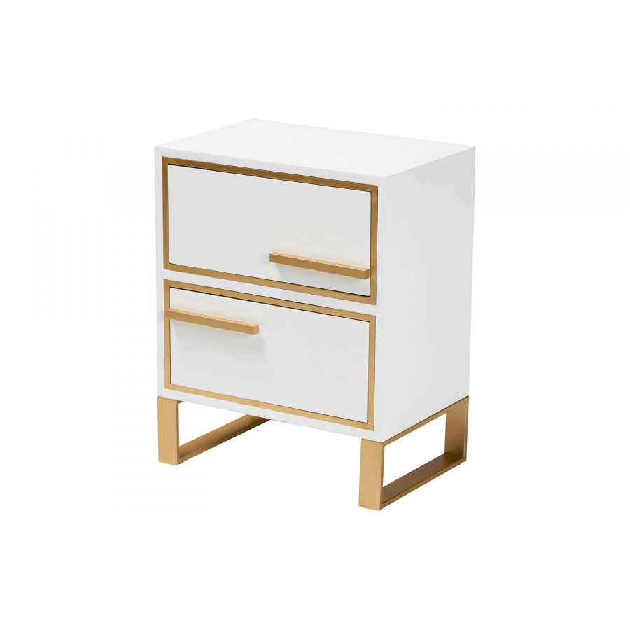 Baxton - Giolla Contemporary Glam 2-Drawer End Table
