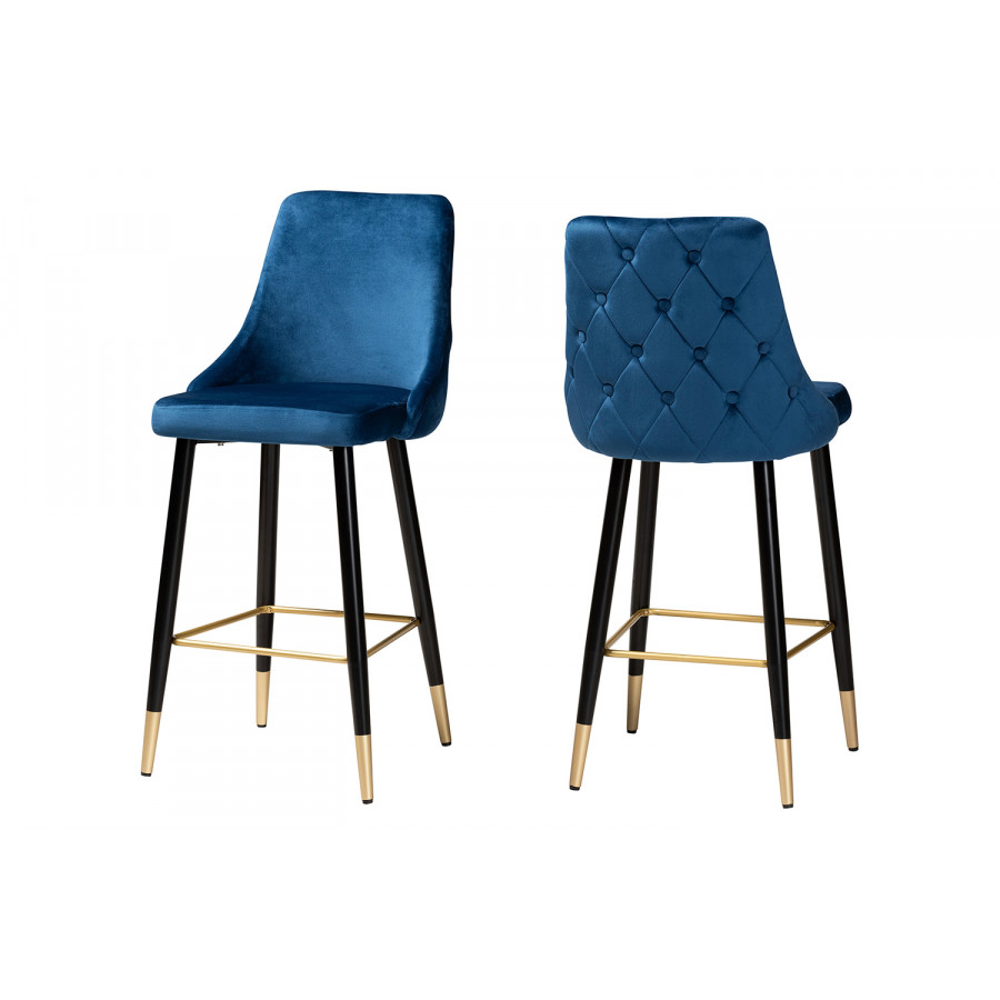 Baxton - Giada Contemporary Glam 2-Piece Bar Stool Set