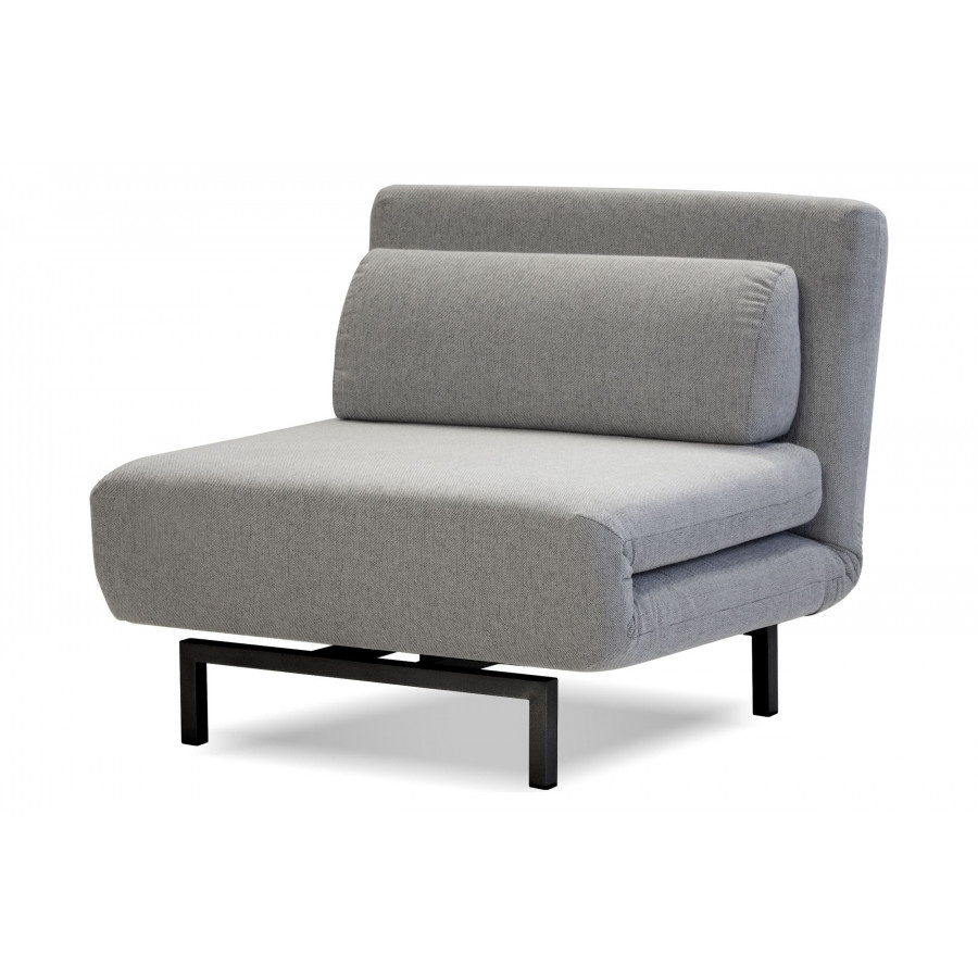 Mobital Iso Armless Solid Chair-Bed - Silver, Fabric