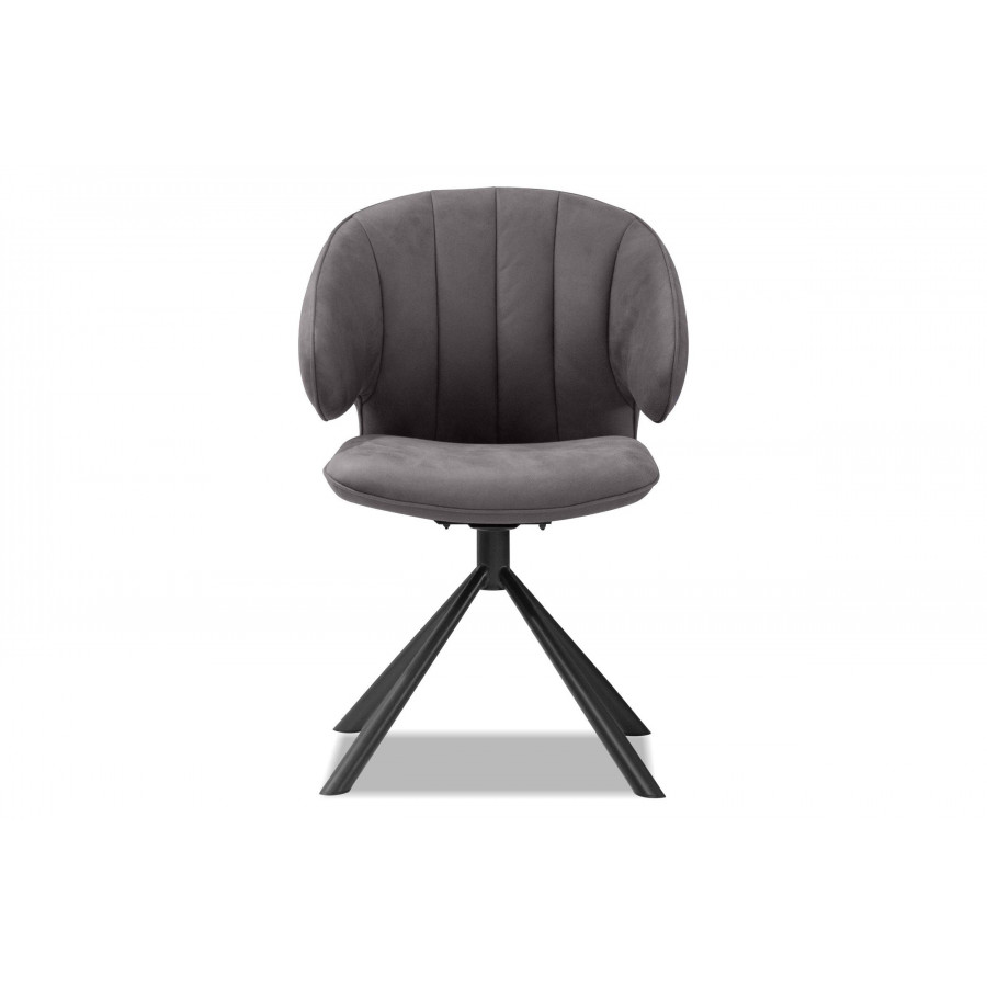 Mobital - Hugo Swivel Dining Chair in Pewter, Leather