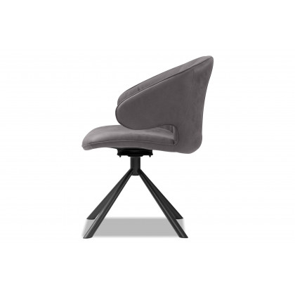 Mobital - Hugo Swivel Dining Chair in Pewter, Leather