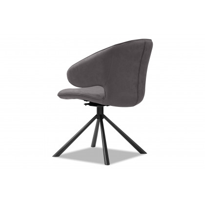 Mobital - Hugo Swivel Dining Chair in Pewter, Leather