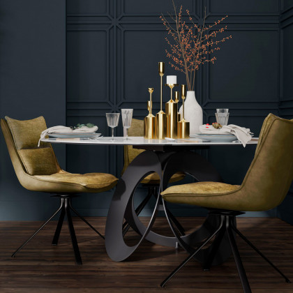 Mobital Puccini Swivel Dining Chair - Evergreen, Leather