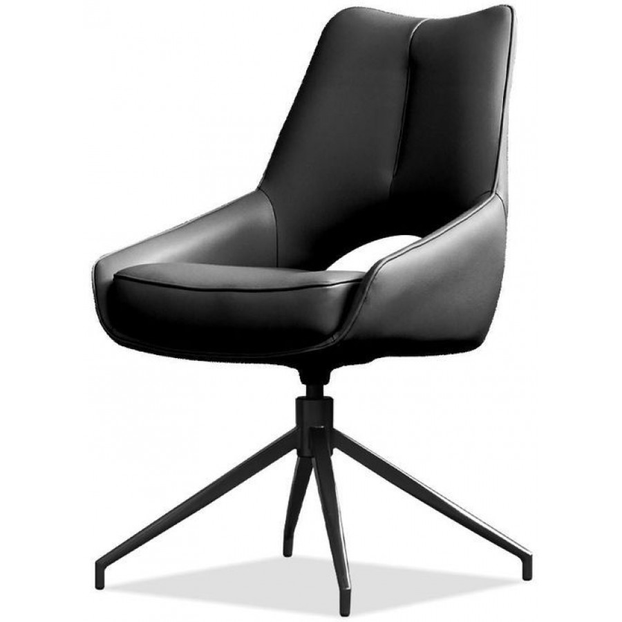 Mobital Sofia Dining Chair with Black Base - Onyx Black, Leatherette