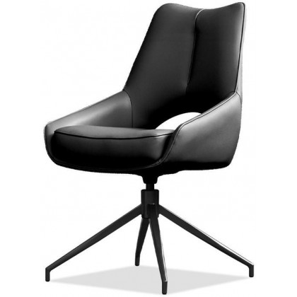 Mobital Sofia Dining Chair with Black Base - Onyx Black, Leatherette