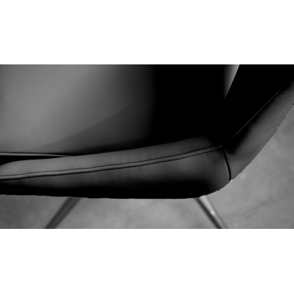 Mobital Sofia Dining Chair with Black Base - Onyx Black, Leatherette